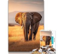 Puzzles for Teenagers Grassland Elephants Puzzles 1000 Pieces for Adults,Challenging Game Toys for Is Ideal As A Gift for The Whole Family 26x38cm