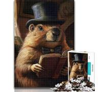 Puzzles for Teenagers Groundhog Reading A Book 1000 Pieces Jigsaw Puzzle for Adults& Teens,Family Entertainment Toys Is Ideal As A Gift for The Whole Family 50x75cm