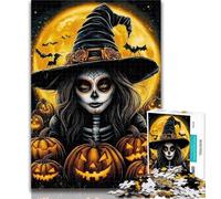Puzzles for Teenagers Halloween Witch Adult Jigsaw Puzzles 1000 Pieces,Family Game Stress Reliever Difficult Challenge Secret Santa Gifts 26x38cm
