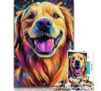 Puzzles for Teenagers Happy Golden Retriever 1000 Pieces Jigsaw Puzzle For Adults Teens,gifts for Friends And Family for for Age 14 50x75cm