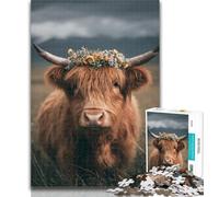Puzzles for Teenagers Highland Cow 1000 Piece Jigsaw Puzzles for Adults,gifts for Friends And Family for Age 14 Years Up 50x75cm