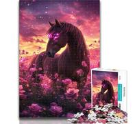 Puzzles for Teenagers Horse Among Flowers 1000 Piece Jigsaw Puzzles for Teenagers,Toys Educational Games Stress Relieving Wall Decoration 50x75cm