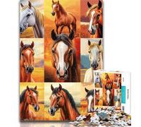Puzzles for Teenagers Horse Collage 1000 Piece Jigsaw Puzzles for Adults & Teens,Educational Games Home Decoration Deal As Gifts for The Whole Family 26x38cm
