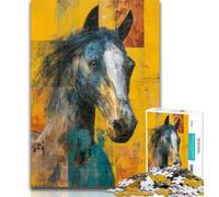 Puzzles for Teenagers Horse Watercolor Jigsaw Puzzles for Adults,Educational Games Home Decoration Deal As Gifts for The Whole Family 50x75cm