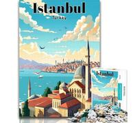 Puzzles for Teenagers Istanbul Turkey Travel Jigsaw Puzzle 1000 Pieces for Teenagers,Decompressing Intellectual Educational Toy Birthday Present, Gifts 75x50cm