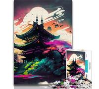 Puzzles for Teenagers Japanese Landscape Neon Jigsaw Puzzle 1000 Pieces for Adults,Family Game Stress Reliever Difficult Challenge Great Gifts And Toys (50x75cm)