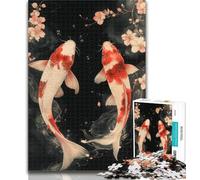 Puzzles for Teenagers Japanese Style Koi 1000 Piece Jigsaw Puzzles for Teenagers,Toys Educational Games Stress Relieving Wall Decoration 50x75cm