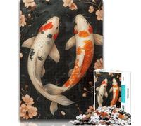 Puzzles for Teenagers Japanese Style Koi 1000 Pieces Jigsaw Puzzles for Adults And Teens,for Home Decoration for Age 14 Years Up 50x75cm