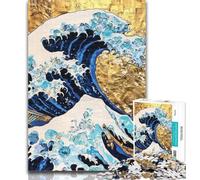 Puzzles for Teenagers Japanese Style Waves Adult Jigsaws 1000 Pieces Difficult,Challenging Game And Family Play Secret Santa Gifts 50x75cm