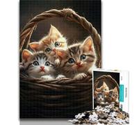 Puzzles for Teenagers Kitten in Flower Basket Jigsaws Puzzles 1000 Pieces for Teenagers Gifts,Birthday Present, Gifts for And Age 14 50x75cm