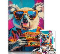 Puzzles for Teenagers Koala Eating A Hamburger Jigsaws Puzzles 1000 Pieces for Teenagers Gifts,learning Educational Toys Unique Home Decor And Gifts 50x75cm
