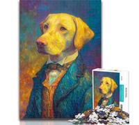 Puzzles for Teenagers Labrador Art 1000 Piece Jigsaw Puzzles for Teenagers,Fully Interlocking & Randomly Shaped Pieces 50x75cm