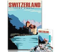 Puzzles for Teenagers Lake Geneva Switzerland 1000 Pieces Jigsaw Puzzle for Adults& Teens,Stress Reliever Staycation Kill Time Funny Gift 26x38cm
