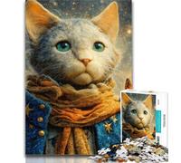 Puzzles for Teenagers Little Prince Cat Jigsaw Puzzles for Teenagers 1000,Stress Reliever Difficult Challenge Enhance Love between Couples 26x38cm