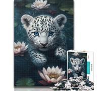 Puzzles for Teenagers Lotus And Leopard Jigsaw Puzzles for Adults 1000 Piece,with Matching Poster And Trivia Sheet for Age 14 50x75cm