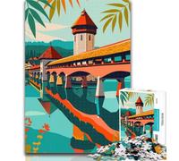Puzzles for Teenagers Lucerne Travel Poster 1000 Pieces Jigsaw Puzzle For Adults Teens,learning Educational Toys Unique Home Decor And Gifts 26x38cm