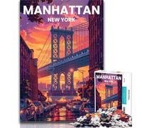 Puzzles for Teenagers Manhattan District Puzzles 1000 Pieces for Adults,Challenging Game Toys for Is Ideal As A Gift for The Whole Family 75x50cm