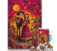 Puzzles for Teenagers Mexican Skull Puzzles 1000 Pieces for Adults,Artistic Wall Decor & Birthday Gift Idea for Friends, Home Office (50x75cm)