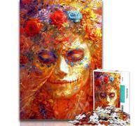 Puzzles for Teenagers Mexican Style Skull Puzzles 1000 Pieces for Adults,Artistic Wall Decor & Birthday Gift Idea for Friends, Home Office 26x38cm