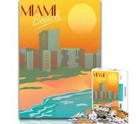 Puzzles for Teenagers Miami Beach Travel Art 1000 Pieces Jigsaw Puzzle for Adults& Teens,Stress Reliever Staycation Kill Time Funny Gift 26x38cm