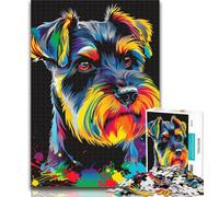 Puzzles for Teenagers Miniature Schnauzer DJ Neon Jigsaw Puzzles for Teenagers 1000,Toys Educational Games Stress Relieving Wishlist with Santa Claus 26x38cm