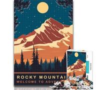 Puzzles for Teenagers Moon Over Rocky Mountain 1000 Piece Jigsaw Puzzle for Adults And Teenagers,Birthday Present, Gifts for And Age 14 75x50cm