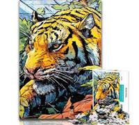 Puzzles for Teenagers Mysterious Tiger Adult Jigsaw Puzzles 1000 Pieces,Family Game Stress Reliever Difficult Challenge Secret Santa Gifts 50x75cm