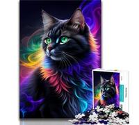 Puzzles for Teenagers Mystical Black Cat 1000 Piece Jigsaw Puzzle for Adults And Teenagers,Birthday Present, Gifts for And Age 14 (50x75cm)
