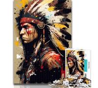 Puzzles for Teenagers Native American Warior 1000 Piece Jigsaw Puzzles for Adults & Teens,Educational Games Home Decoration Deal As Gifts for The Whole Family 26x38cm