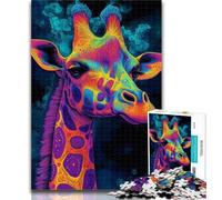 Puzzles for Teenagers Neon Giraffe Jigsaw Puzzles for Adults,Challenging Game Toys for Is Ideal As A Gift for The Whole Family 26x38cm