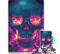 Puzzles for Teenagers Neon Skull Jigsaw Puzzles for Adults 1000,Toys Educational Games Stress Relieving Wishlist with Santa Claus 26x38cm