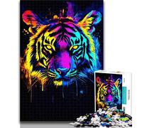 Puzzles for Teenagers Neon Tiger Adult Jigsaw Puzzles 1000 Pieces,Family Game Stress Reliever Difficult Challenge Secret Santa Gifts 50x75cm