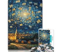 Puzzles for Teenagers Night Sky Dollar Bills 1000 Pieces Jigsaw Puzzles for Adults And Teens,Wall Decoration Unique Birthday And Xmas Gifts Suitable for And 14 26x38cm
