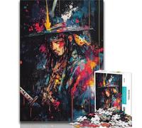 Puzzles for Teenagers Ninja Samurai Oil Painting Jigsaw Puzzles for Adults,Challenging Game Toys for Is Ideal As A Gift for The Whole Family (26x38cm)