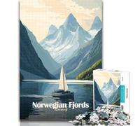 Puzzles for Teenagers Norwegian Fjords Poster 1000 Piece Jigsaw Puzzle for Adults And Teenagers,Secret Santa Gifts for And Age 14 75x50cm