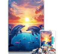 Puzzles for Teenagers Ocean Dolphin 1000 Pieces Jigsaw Puzzles For Teens And Adults,Toys Educational Games Stress Relieving Enhance Love between Couples 75x50cm