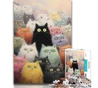 Puzzles for Teenagers Oil Painting Cat Puzzles 1000 Pieces for Adults,Artistic Wall Decor & Birthday Gift Idea for Friends, Home Office 26x38cm