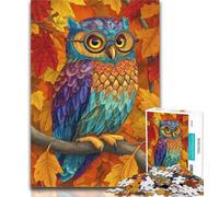 Puzzles for Teenagers Owl Falling Leaves Adult Jigsaws 1000 Pieces Difficult,Challenging Game And Family Play Secret Santa Gifts 26x38cm