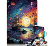 Puzzles for Teenagers Pirate Ship in The Universe Jigsaw Puzzles for Adults 1000 Piece,Toys Educational Games Stress Relieving Unique Home Decor And Gifts 26x38cm