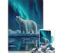 Puzzles for Teenagers Polar Bears Under The Aurora 1000 Pieces Jigsaw Puzzles for Adults And Teens,Wall Decoration Unique Birthday And Xmas Gifts Suitable for And 14 50x75cm