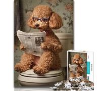Puzzles for Teenagers Poodle on The Toilet Jigsaw Puzzles for Adults 1000 Piece,with Matching Poster And Trivia Sheet for Age 14 26x38cm