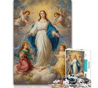 Puzzles for Teenagers Portrait of Mary The Mother 1000 Piece Jigsaw Puzzles for Teenagers,is Ideal As A Gift for The Whole Family Suitable for And 14 (50x75cm)