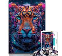 Puzzles for Teenagers Psychadelic Jaguar 1000 Piece Jigsaw Puzzles for Teenagers,Diy Modern Wall Art Unique Gift Home Decor 26x38cm