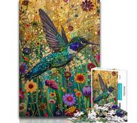 Puzzles for Teenagers Psychedelic Animal Hummingbird 1000 Piece Jigsaw Puzzles for Teenagers,Diy Modern Wall Art Unique Gift Home Decor (26x38cm)