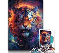 Puzzles for Teenagers Psychedelic Animal Tiger 1000 Piece Jigsaw Puzzles for Teenagers,Toys Educational Games Stress Relieving Wall Decoration 26x38cm
