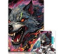 Puzzles for Teenagers Psychedelic Art Wolf 1000 Piece Jigsaw Puzzles for Teenagers,Diy Modern Wall Art Unique Gift Home Decor 26x38cm