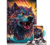 Puzzles for Teenagers Psychedelic Art Wolf Adult Jigsaw Puzzles 1000 Pieces,Family Game Stress Reliever Difficult Challenge Secret Santa Gifts 26x38cm