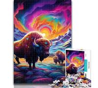 Puzzles for Teenagers Psychedelic Buffalo 1000 Piece Jigsaw Puzzles for Teenagers,is Ideal As A Gift for The Whole Family Suitable for And 14 50x75cm
