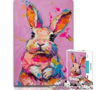 Puzzles for Teenagers Psychedelic Bunny Jigsaw Puzzles for Teenagers 1000 Piece,Educational Game for Birthday, Chrismas for Ages 14+ 50x75cm