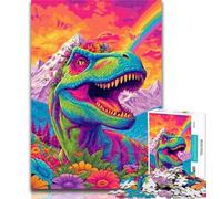 Puzzles for Teenagers Psychedelic Dinosaur Adult Jigsaw Puzzles 1000 Pieces,Family Game Stress Reliever Difficult Challenge Secret Santa Gifts 26x38cm